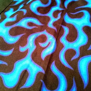 Handmade Corset GORGEOUS Black w/ blue flames